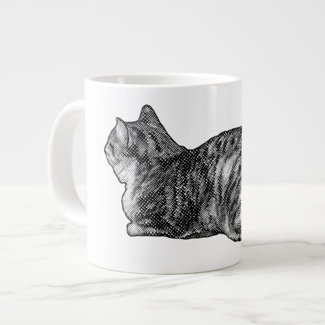 Tabby with Paws Tucked Large Coffee Mug (Front Left)