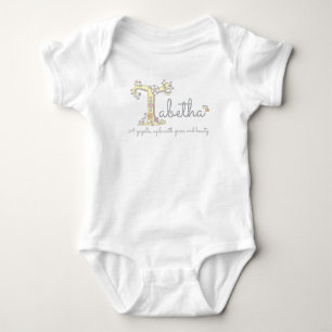 Tabetha girls name meaning T monogram hearts Baby Bodysuit