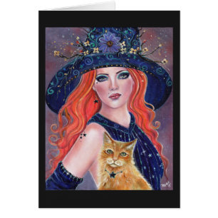 Tabitha Halloween witch and Kitty card by Renee