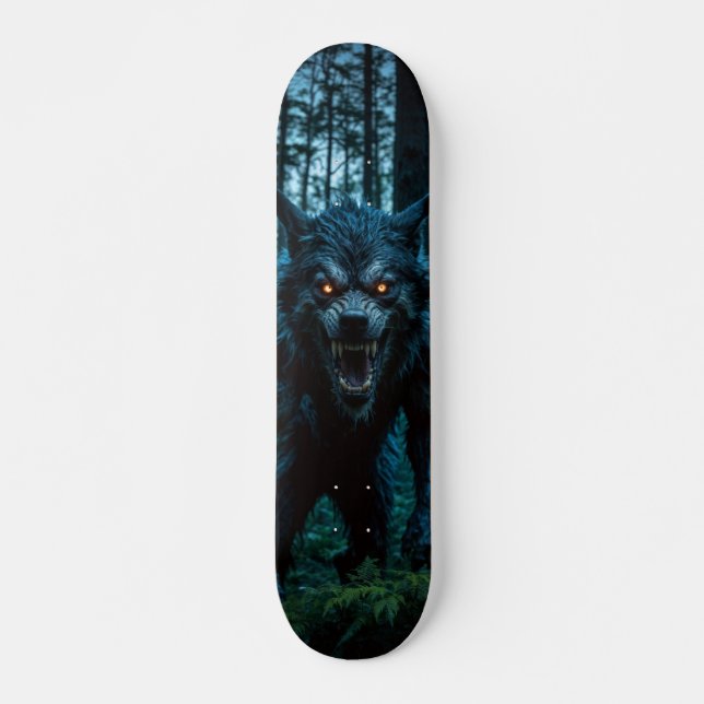 Tabla de Skate Lobo Monstruoso en el Bosque Skateboard (Front)