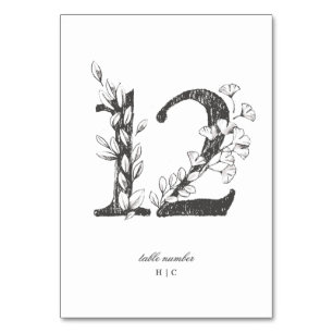 Table 12 Beautiful Floral Sketched Wreath Wedding Number
