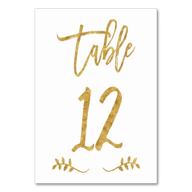 Table 12 | Elegant Gold Handwriting Brushed Laurel Number (Front)