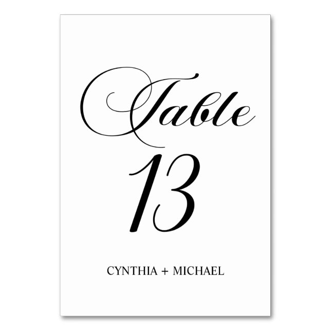 Table 13 Modern Script Wedding Table Number (Front)
