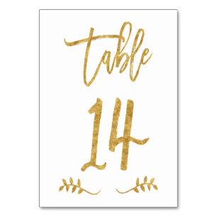 Table 14   Elegant Gold Handwriting Brushed Laurel Table Number