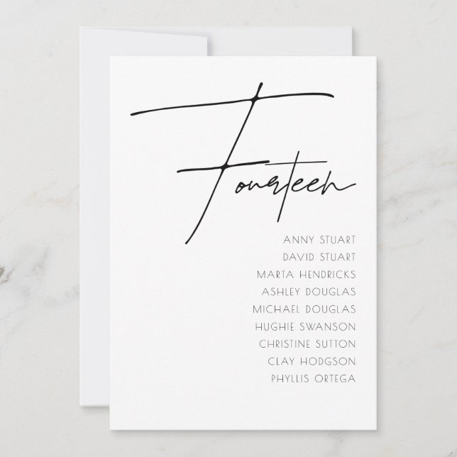 Table 14 Modern Wedding Table Number template (Front)