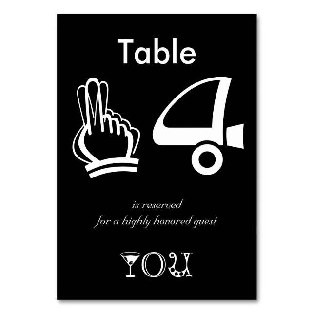 Table 14 reserved for a highly honoured guest, you number (Front)