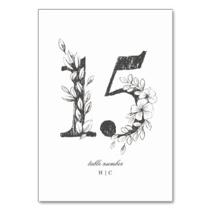 Table 15 Beautiful Floral Sketched Wreath Wedding Table Number