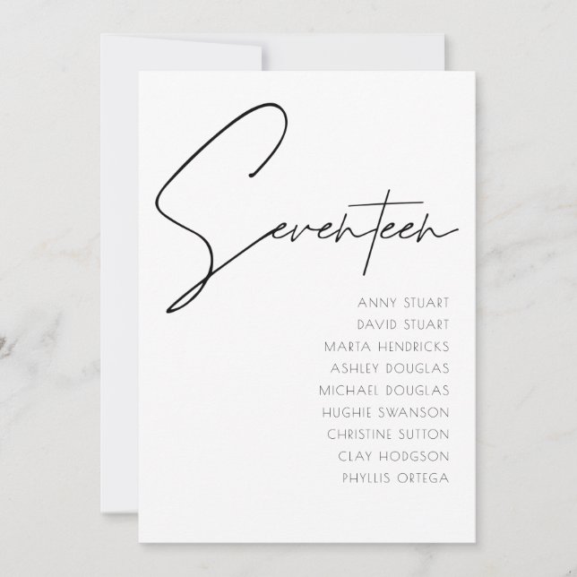 Table 17 Modern Wedding Table Number template (Front)