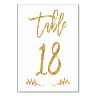 Table 18   Elegant Gold Handwriting Brushed Laurel Table Number
