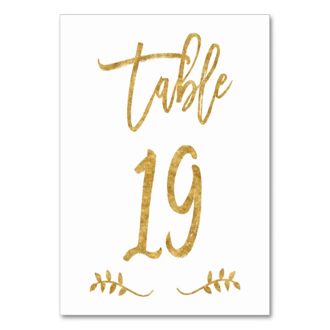 Table 19 | Elegant Gold Handwriting Brushed Laurel Number (Front)
