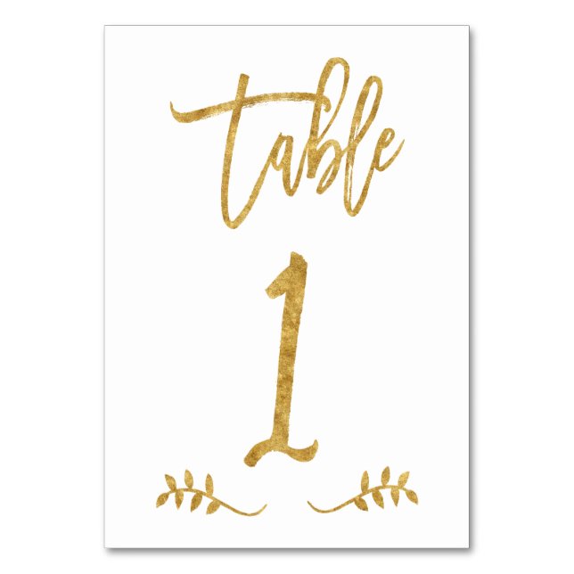 Table 1 | Elegant Gold Handwriting Brushed Laurel Number (Front)