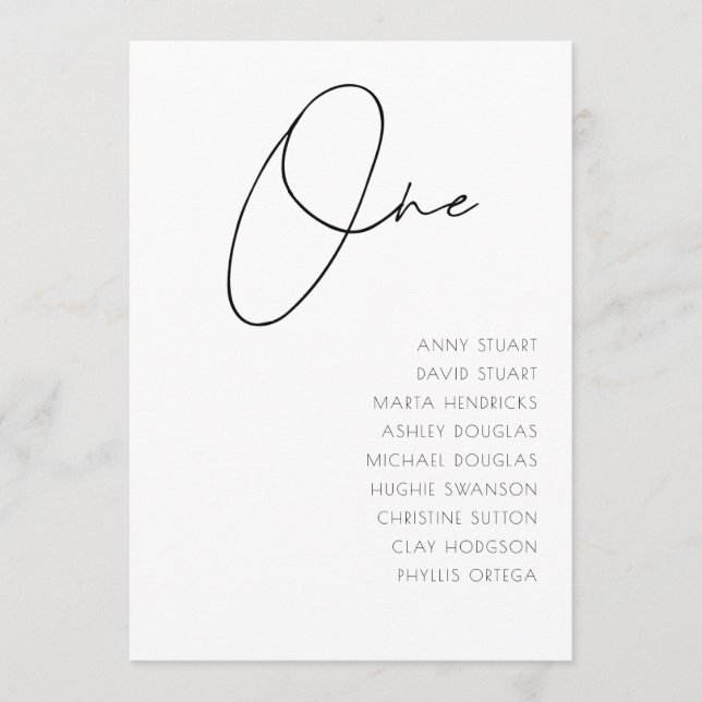 Table 1 Modern Wedding Table Number template (Front)