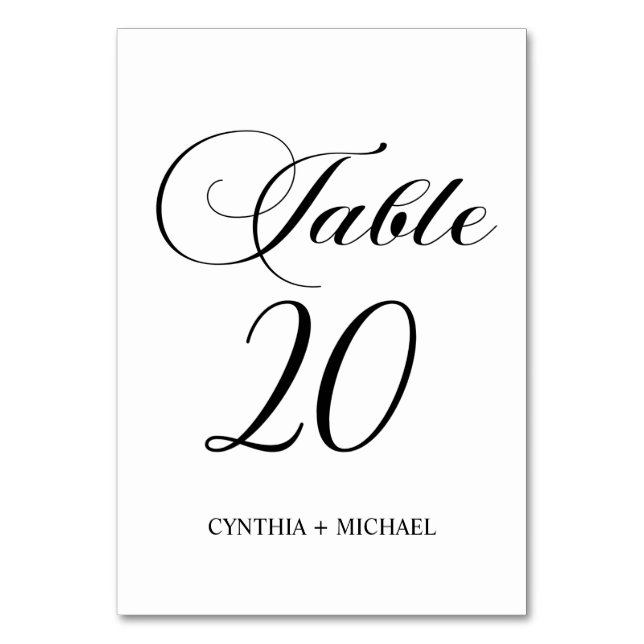Table 20 Modern Script Wedding Table Number (Front)