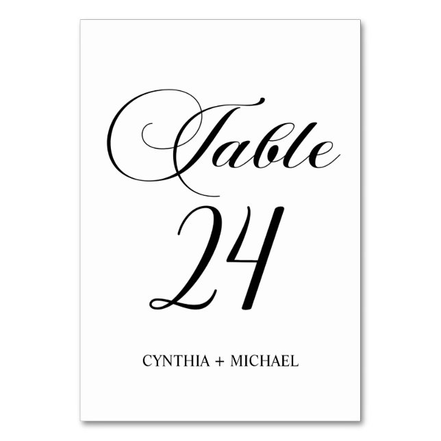 Table 24 Modern Script Wedding Table Number (Front)