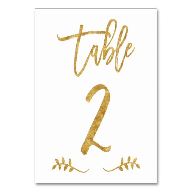 Table 2 | Elegant Gold Handwriting Brushed Laurel Number (Front)