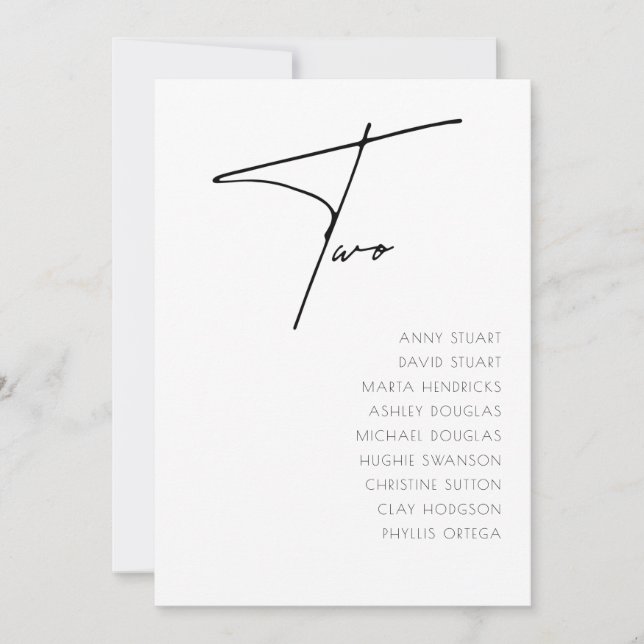 Table 2 Modern Wedding Table Number template (Front)