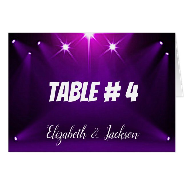 Table # 4 Cards - In the Spotlight Wedding / Party (Front Horizontal)