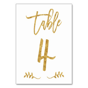Table 4   Elegant Gold Handwriting Brushed Laurel Table Number