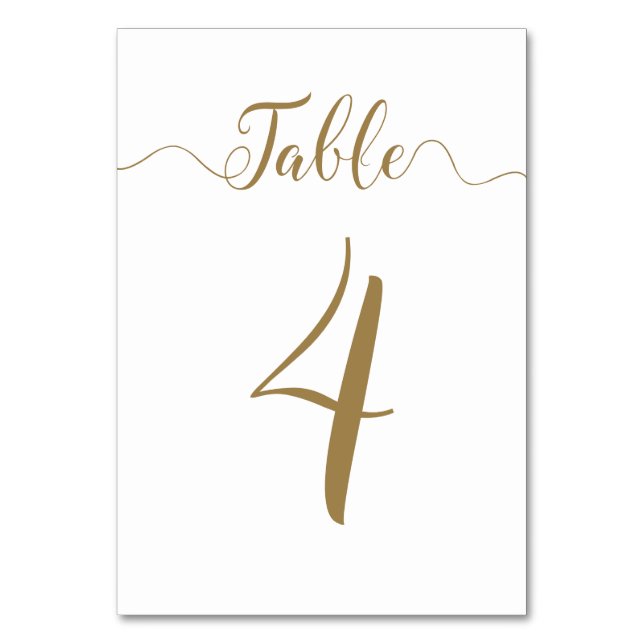 Table 4 Gold Wedding Table Numbers (Front)