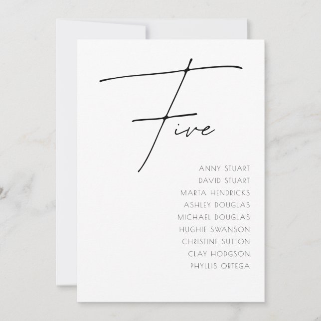 Table 5 Modern Wedding Table Number template (Front)