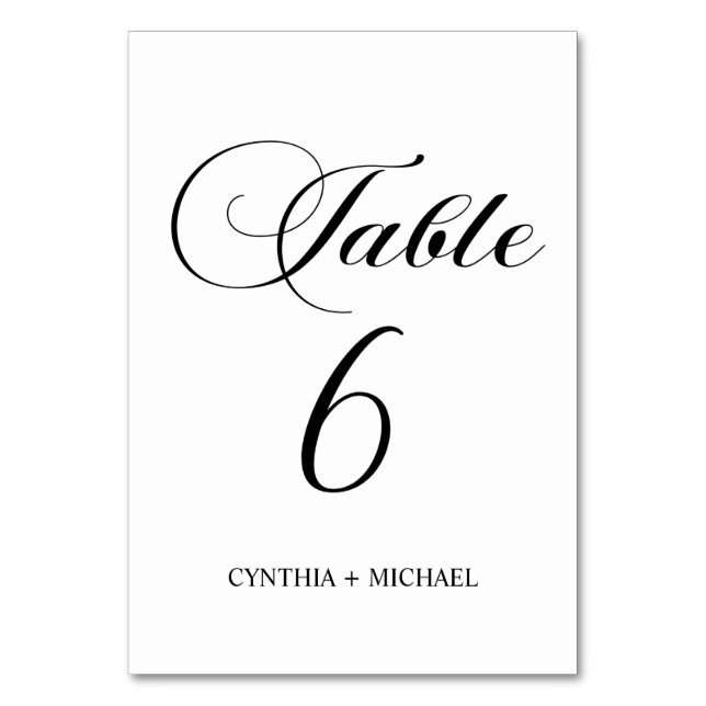 Table 6 Modern Script Wedding Table Number (Front)