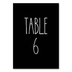 Table 6 Rae Dunn Pottery Black Table Card