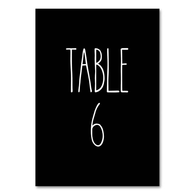 Table 6 Rae Dunn Pottery Black Table Card (Front)