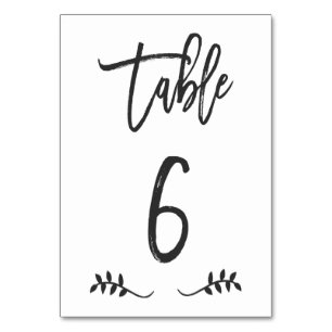 Table 6   Simple Black Handwriting Brushed Laurel Table Number