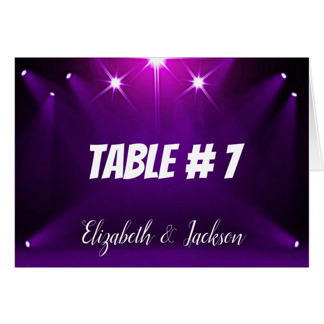 Table # 7 Cards - In the Spotlight Wedding / Party (Front Horizontal)
