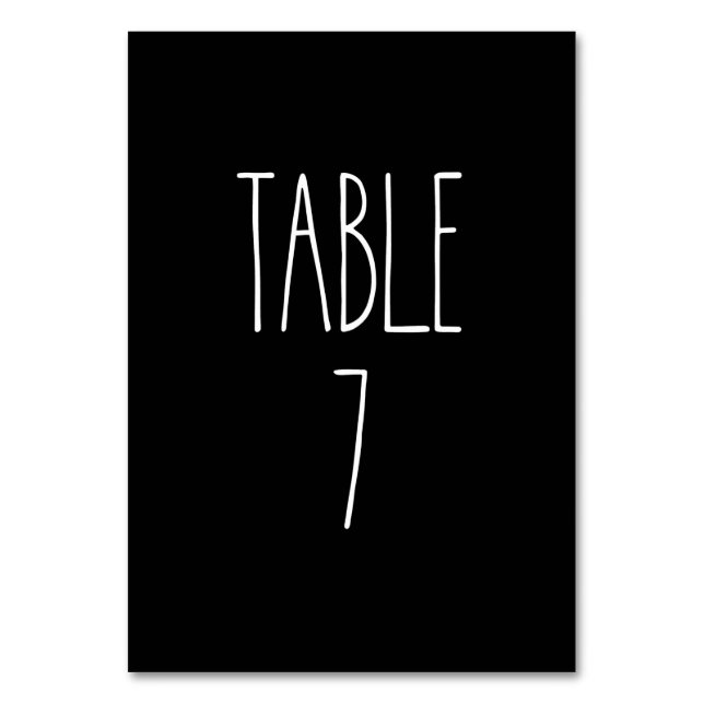 Table 7 Rae Dunn Pottery Black Table Card (Front)