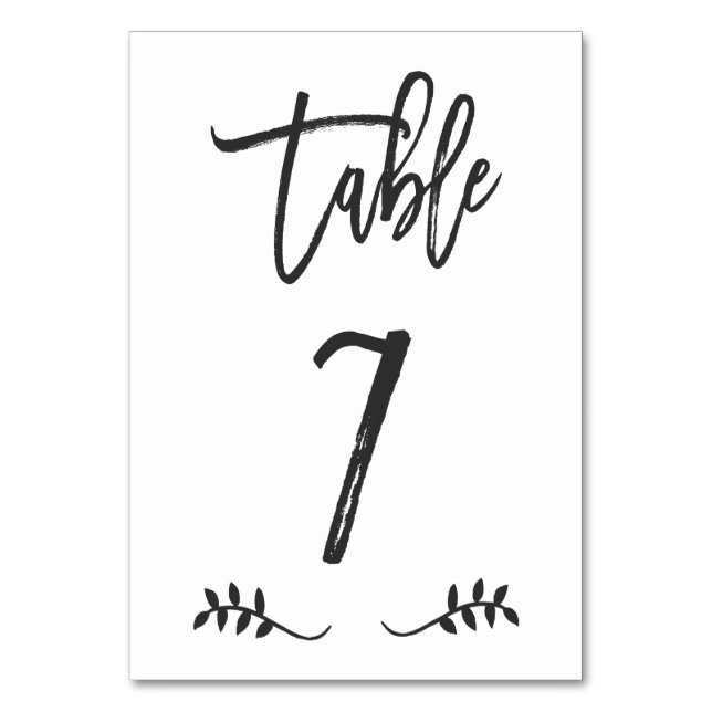Table 7 | Simple Black Handwriting Brushed Laurel Table Number (Front)