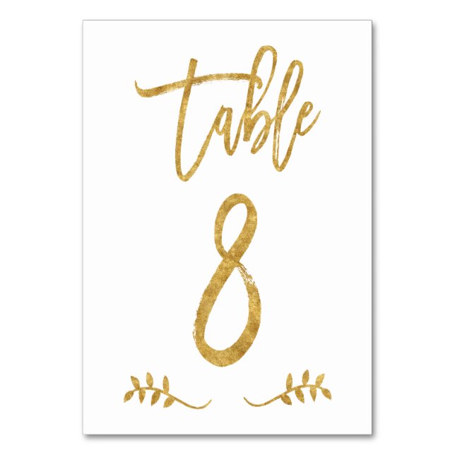 Table 8 | Elegant Gold Handwriting Brushed Laurel Number (Front)