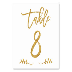 Table 8   Elegant Gold Handwriting Brushed Laurel Table Number