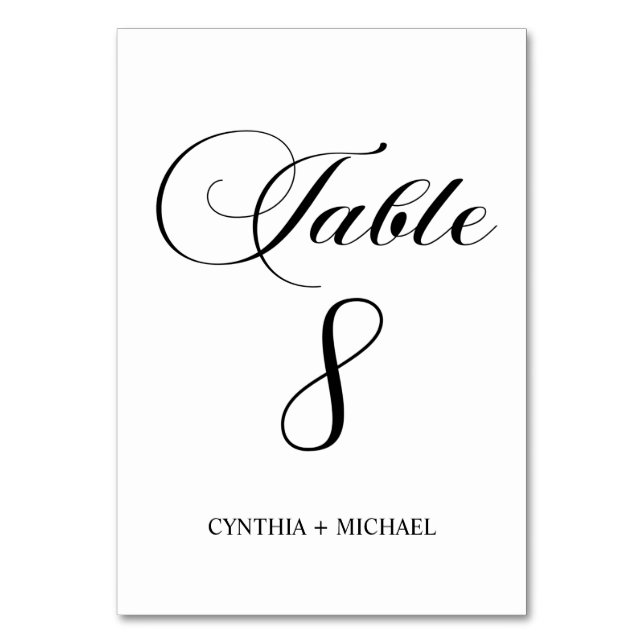 Table 8 Modern Script Wedding Table Number (Front)