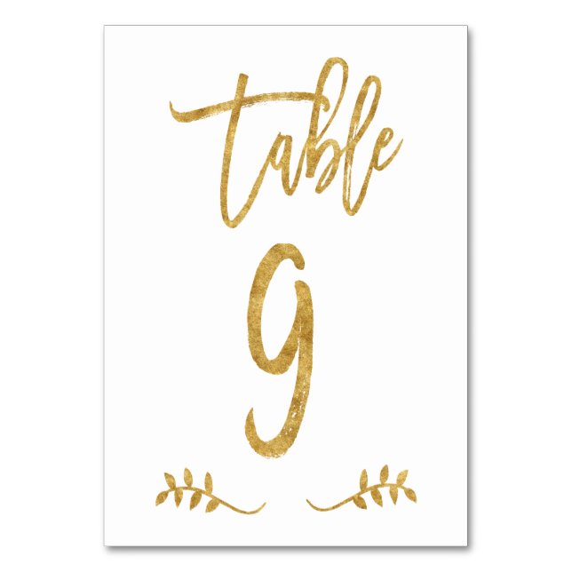 Table 9 | Elegant Gold Handwriting Brushed Laurel Number (Front)