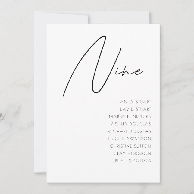 Table 9 Modern Wedding Table Number template (Front)