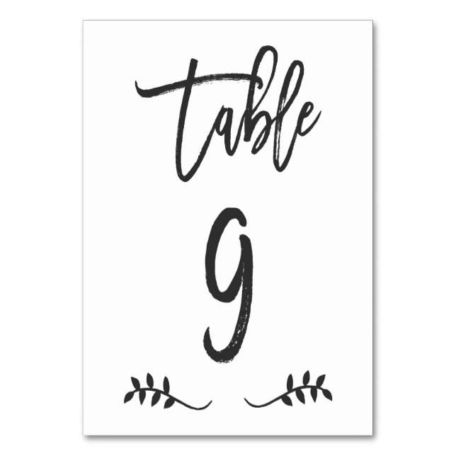 Table 9 | Simple Black Handwriting Brushed Laurel Number (Front)