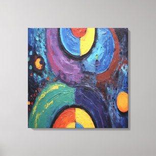 Table Abstract Painting in Canvas Dance Colors Print