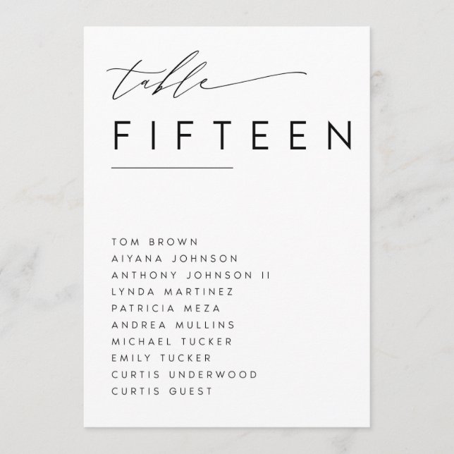 table assignments program (Front)