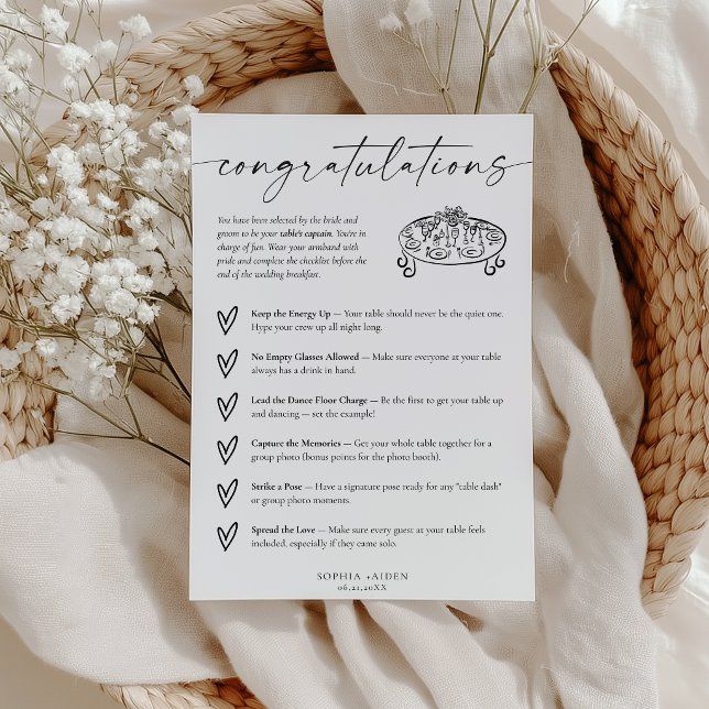 Table Captain Wedding Game Card (Creator Uploaded)