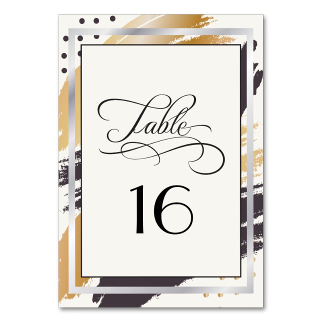 Table Card | Modern Paint Strokes and Typography (Front)