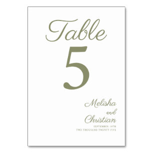 Table Card table number for a modern wedding.