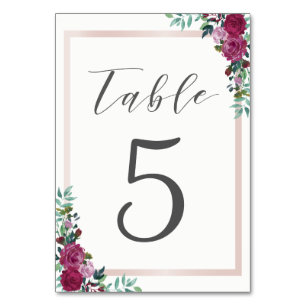 Table card watercolor floral frame