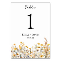 Table card wildflower botanical theme couples name