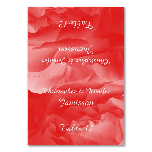 Table Cards, Customised, Coral Pink Rose Number (Front)