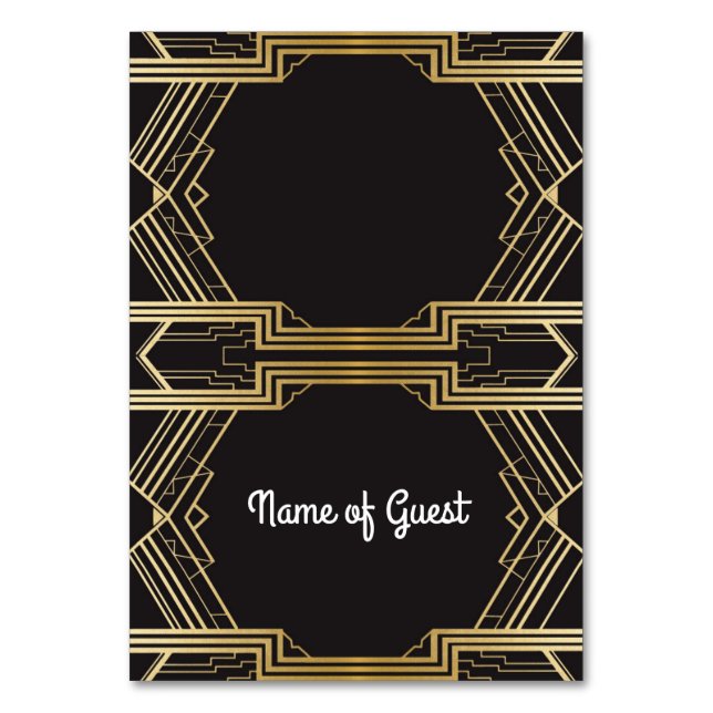 Table Cards Name Of Guest Wedding Art Deco 1920's (Front)