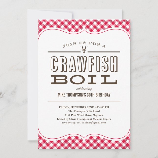 Table Cloth Crawfish Boil Invitations (Front)