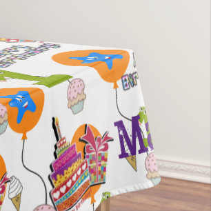 Table Cloth, Happy First Birthday, #1 White Tablecloth