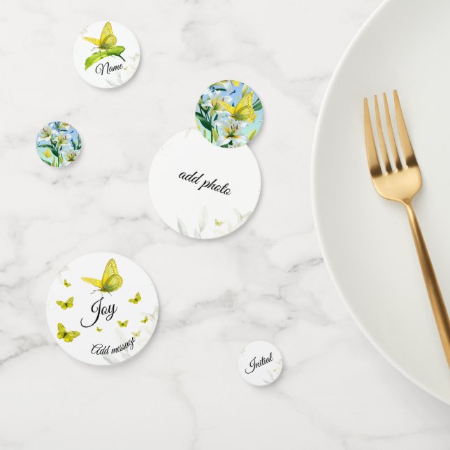 Table Confetti White Lily Yellow Butterfly (Group)