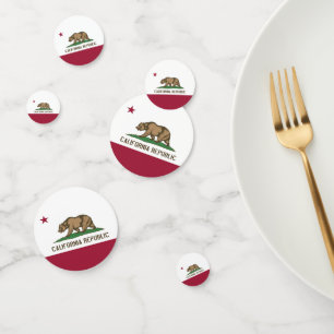 Table confetti with flag of California, USA